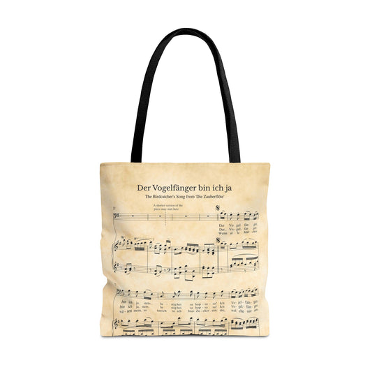 Tote bag with Mozart Magic Flute music design 