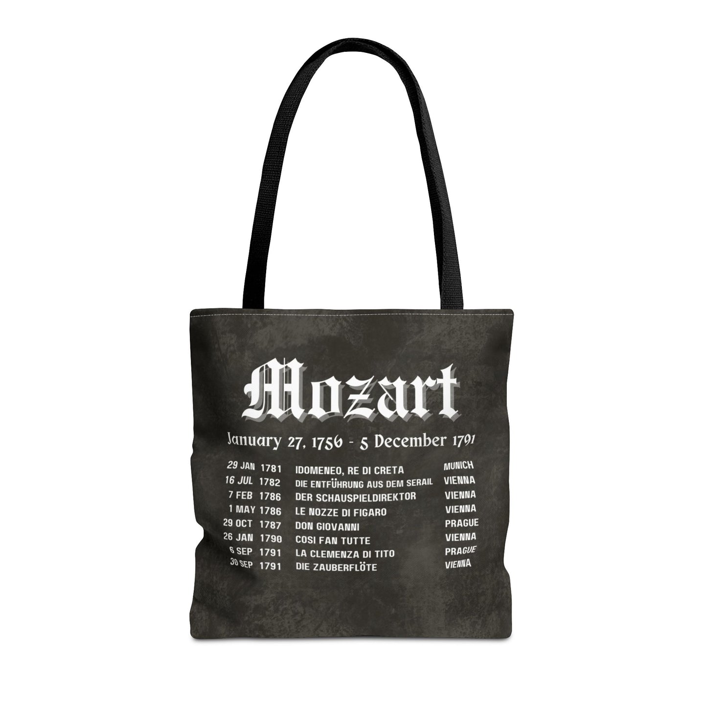 Mozart Opera Premiers Tote Bag