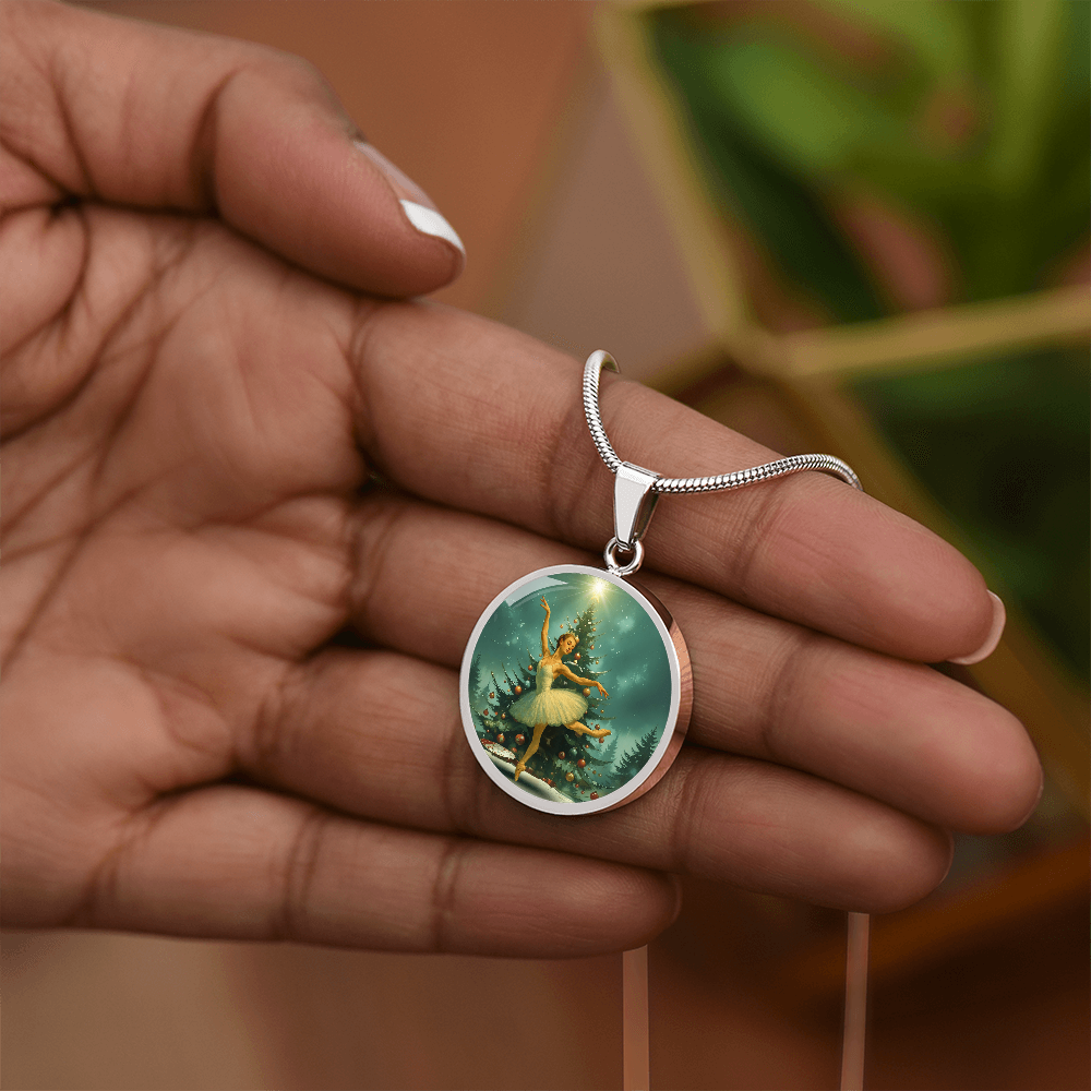 Silver finish Prima Ballerina Nutcracker Necklace - in hand.